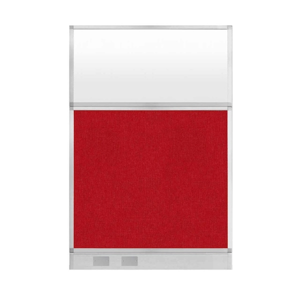 Hush Panel Configurable Cubicle Partition 4' x 6' Red Fabric Frosted Window w/ Cable Channel